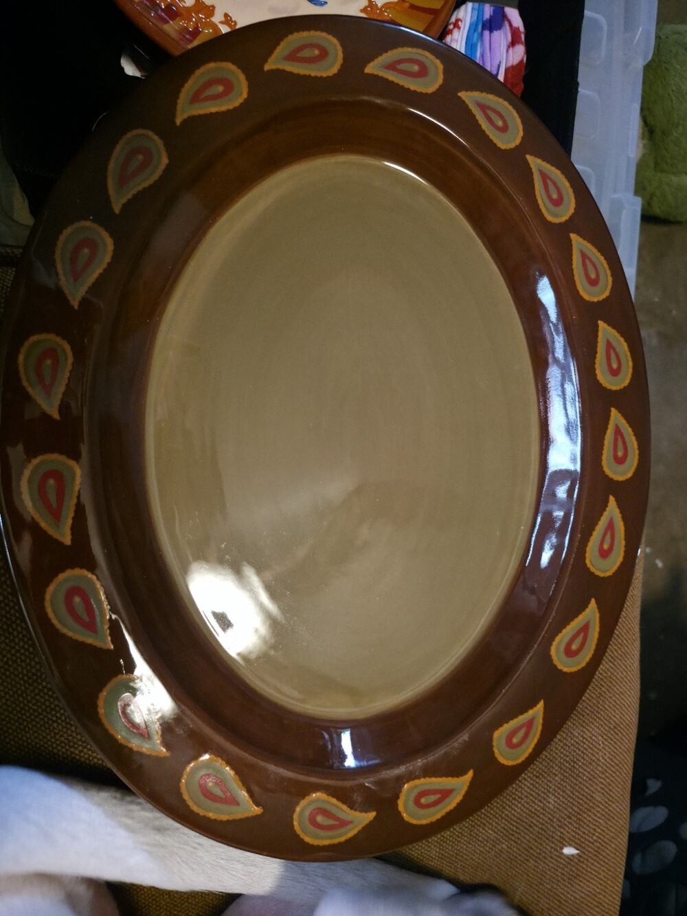 DEMDACO Kennewick Lodge Oval Platter Brown Paisley Retired 2006 Rustic